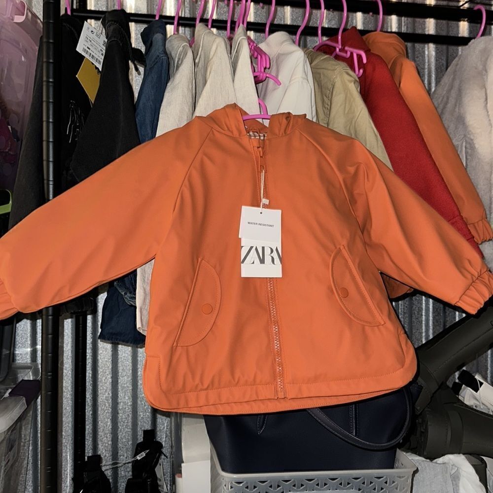 ZARA Kids Orange Rubberized Raincoat NWT Size 18-24M - Picture 7 of 8